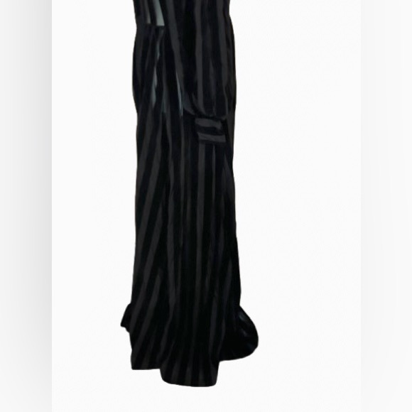 Foxblood Medium Velvet Velour Striped Sheer Gown Peasant Gothic Vintage Maxi - Picture 10 of 16